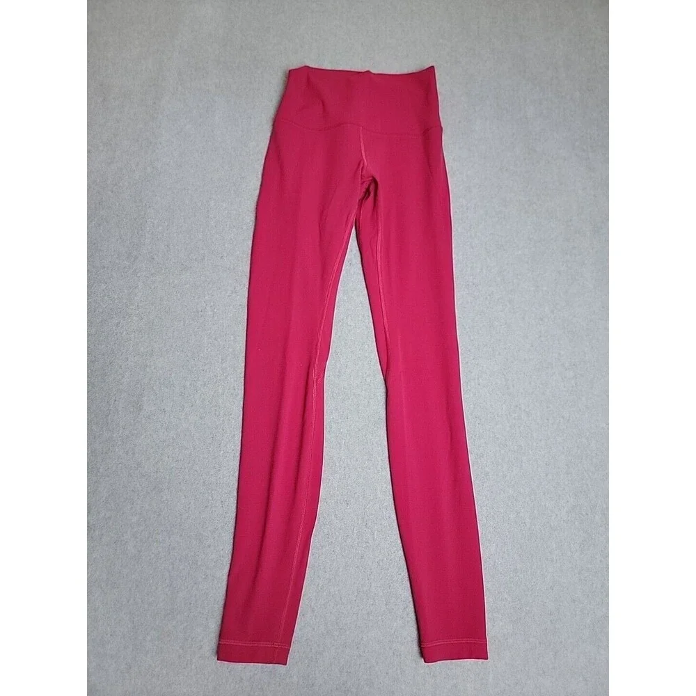 Lululemon Leggings Womens 4 30x21 Cropped‎ Hot Pink Athletic Running Stretch - Picture 4 of 10